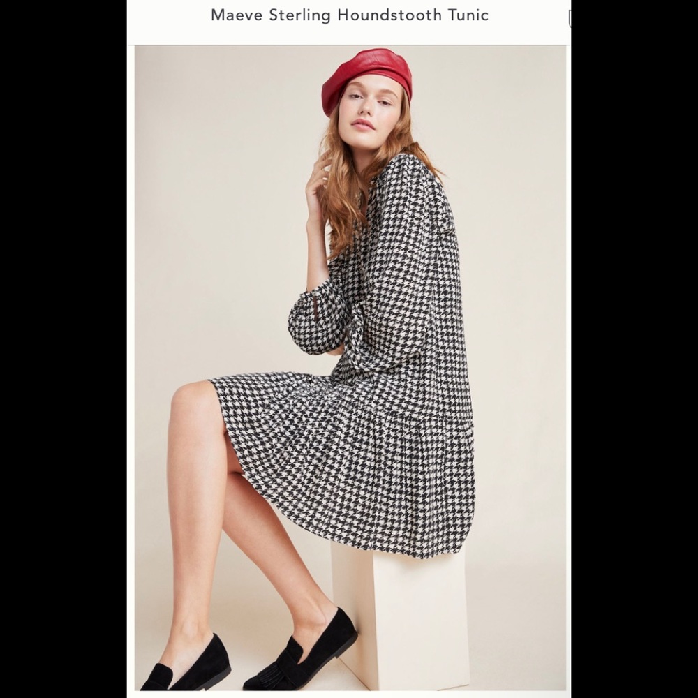 Maeve Anthropologie Houndstooth Print Dress